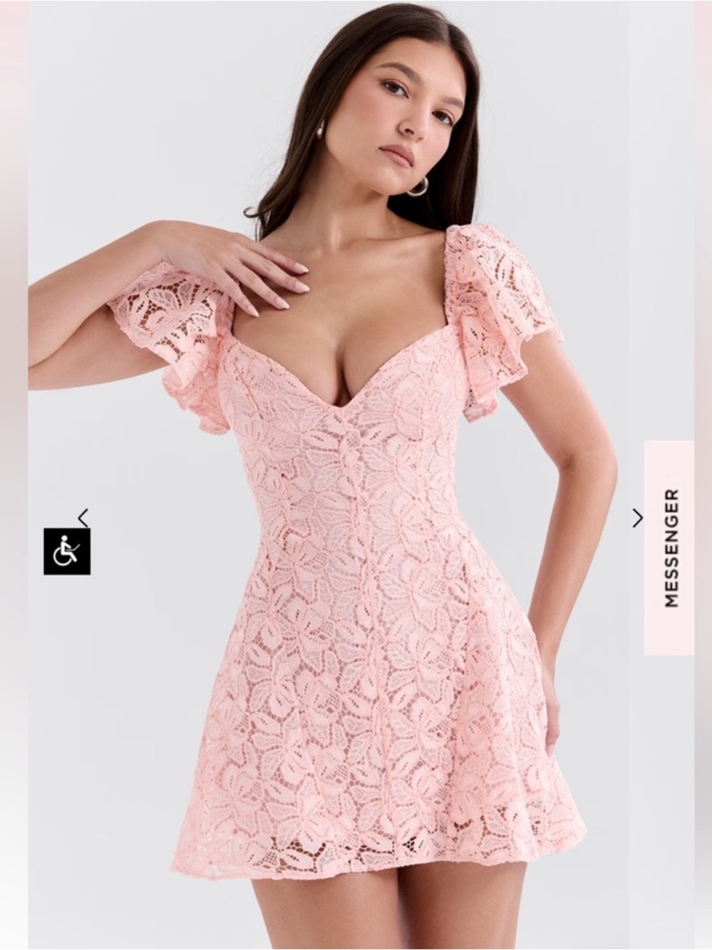 House of CB Verity Impatiens Pink Lace Mini Dress Women’s Size Large TALL